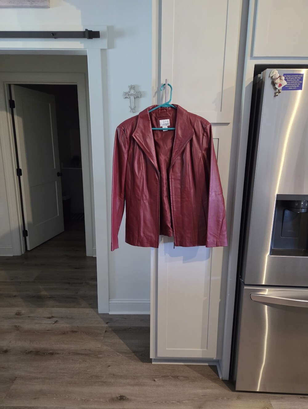 Womens Red Leather Blazer Size Large $75.00